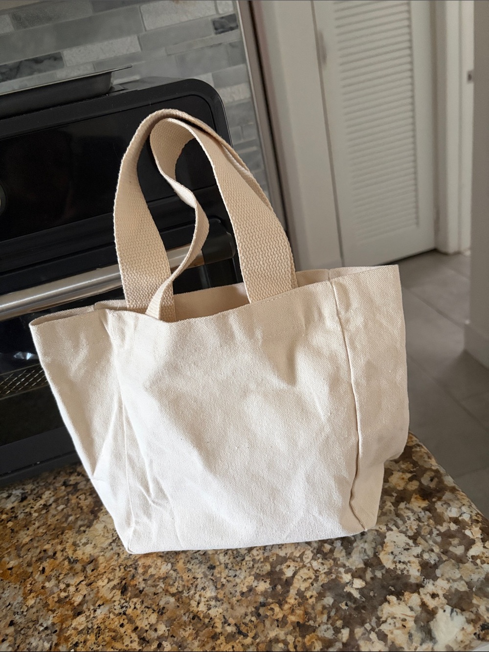 sana coconut grove Beige Canvas Tote with 'it's self care day' Text small